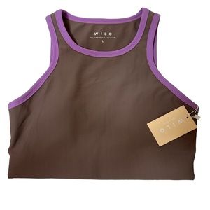 NWT WILO THE LABEL Colorblock Racer Bra Mauve Size L